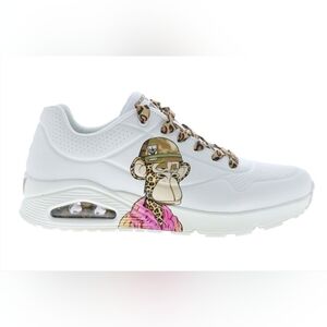 Skechers White Sneakers with Monkey Design